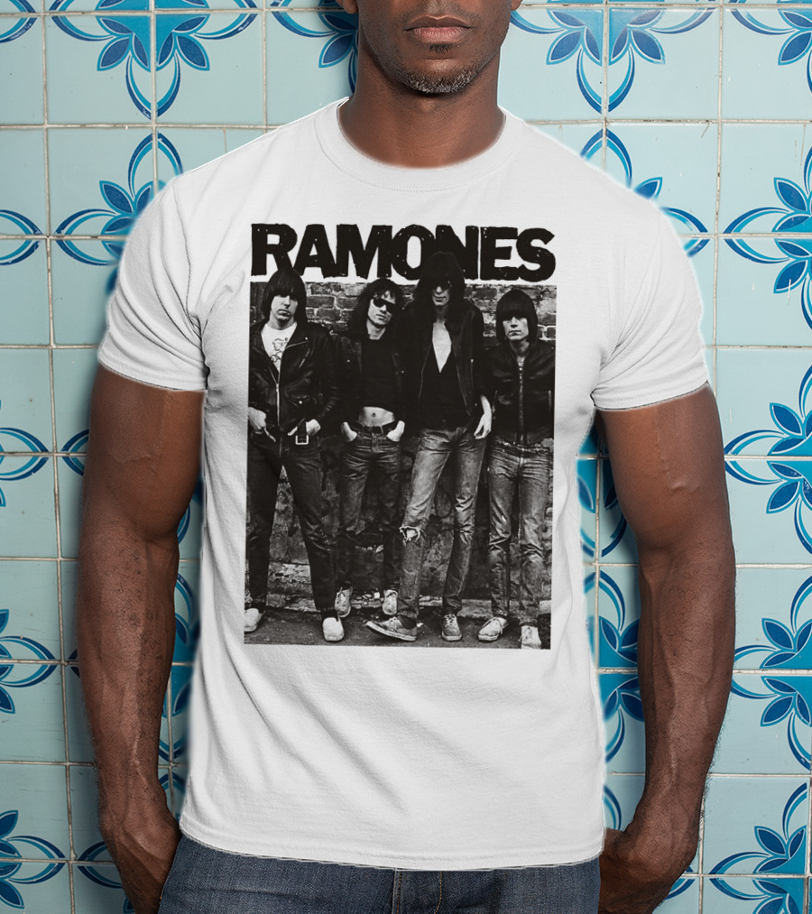Ramones Black And White Band Photo Iconic Punk Rock Group T-Shirt