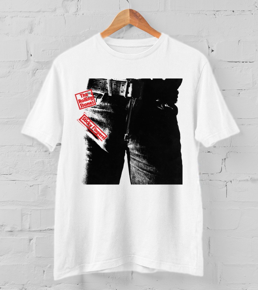 The Rolling Stones Sticky Fingers 1971 Iconic Black And White Jean Zipper T-Shirt