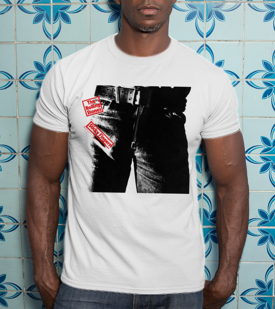 The Rolling Stones Sticky Fingers 1971 Iconic Black And White Jean Zipper T-Shirt