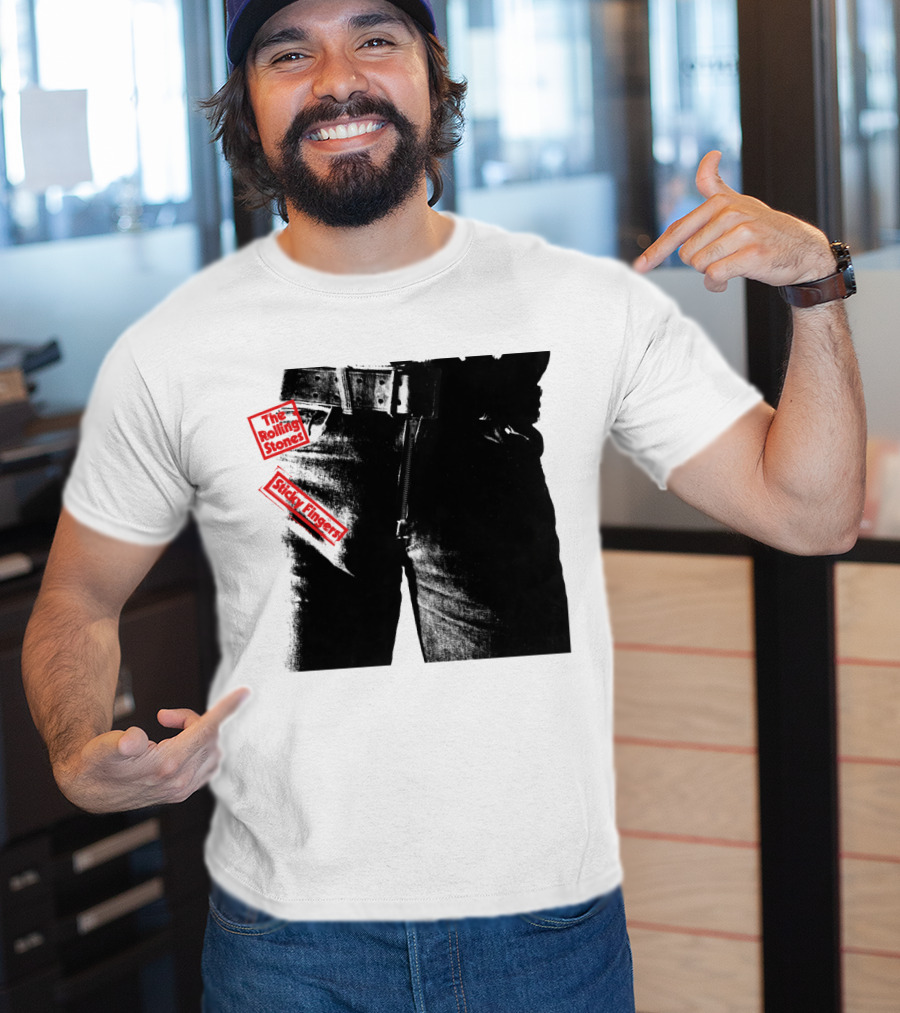 The Rolling Stones Sticky Fingers 1971 Iconic Black And White Jean Zipper T-Shirt