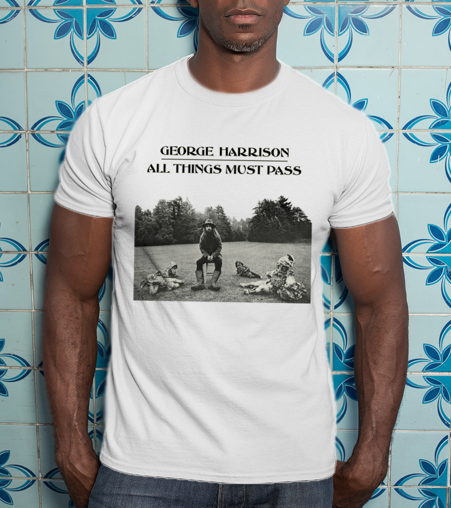 George Harrison All Things Must Pass 1970 Album Cover Black And White Photo T-Shirt