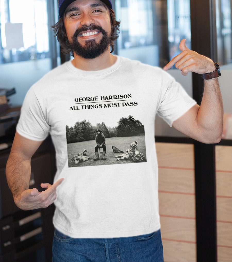 George Harrison All Things Must Pass 1970 Album Cover Black And White Photo T-Shirt
