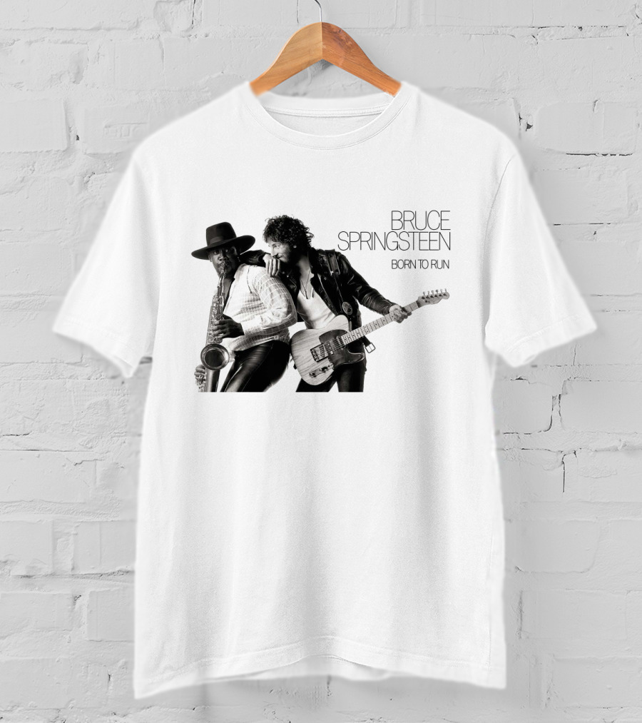 Bruce Springsteen Born To Run Album Cover Clarence Clemons Saxophone And Guitar T-Shirt