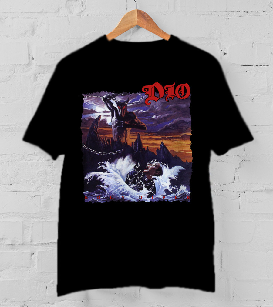 Dio Holy Diver Vintage Album Artwork Ocean Demon And Chains T-Shirt