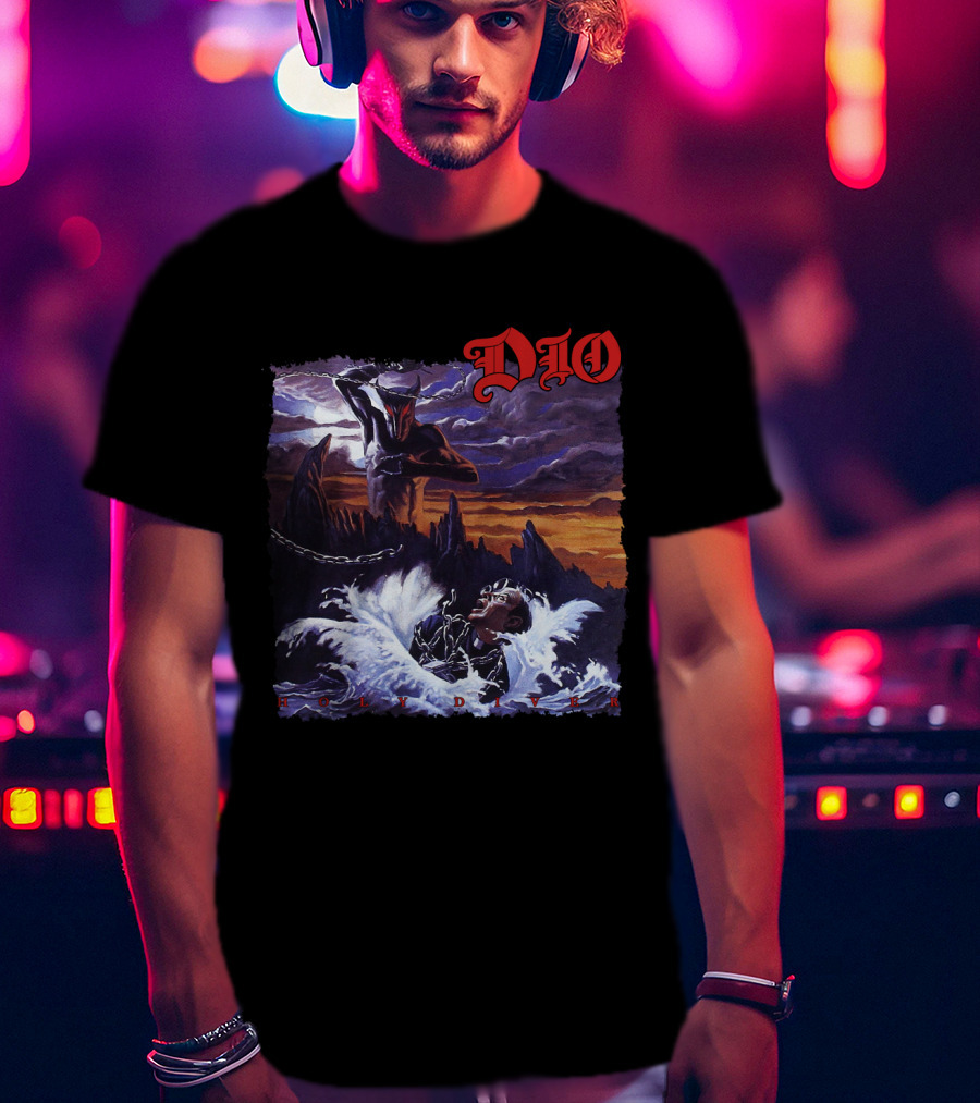 Dio Holy Diver Vintage Album Artwork Ocean Demon And Chains T-Shirt