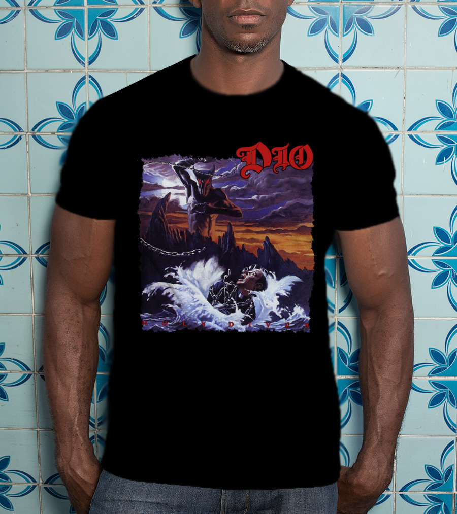Dio Holy Diver Vintage Album Artwork Ocean Demon And Chains T-Shirt