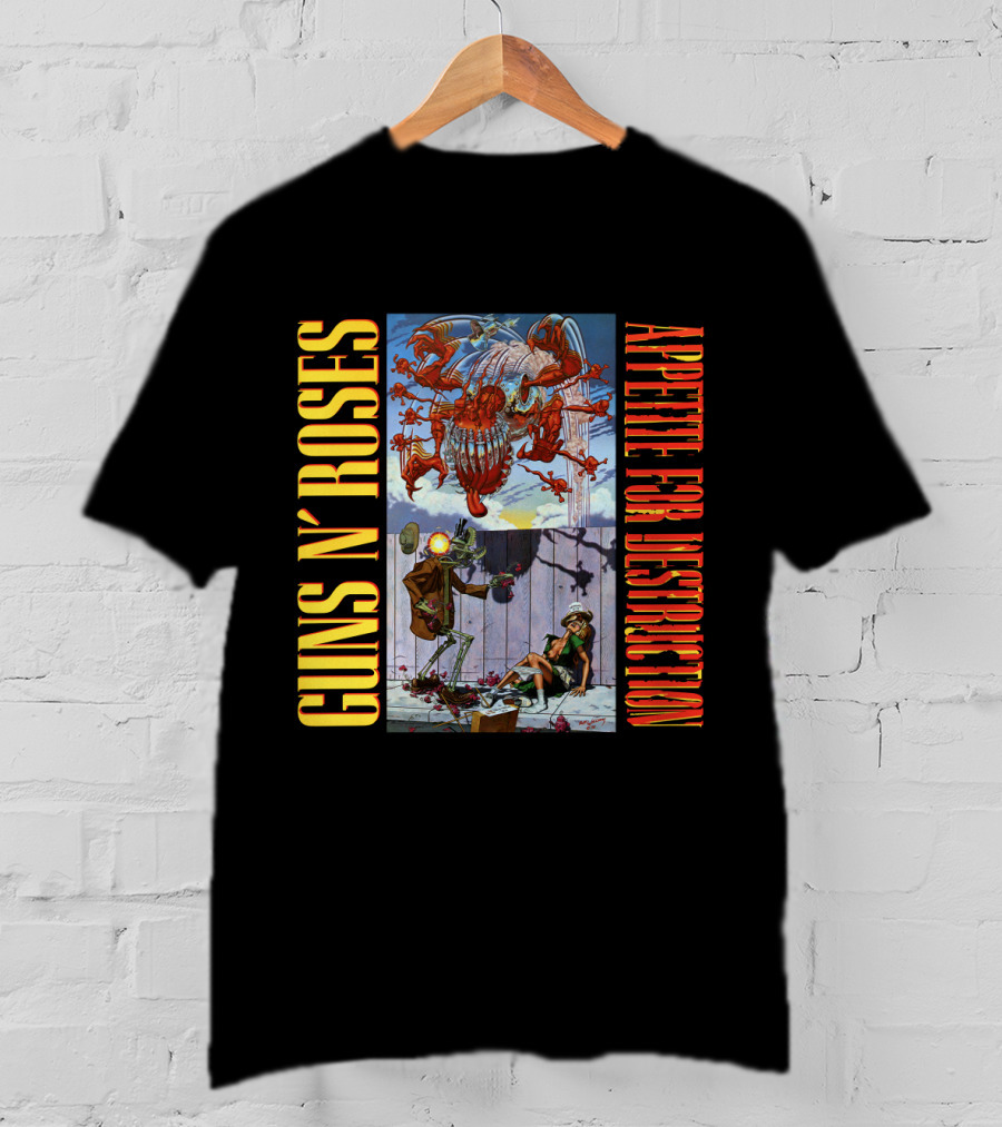 Guns N' Roses Appetite For Destruction Album Cover Art Vintage Style T-Shirt