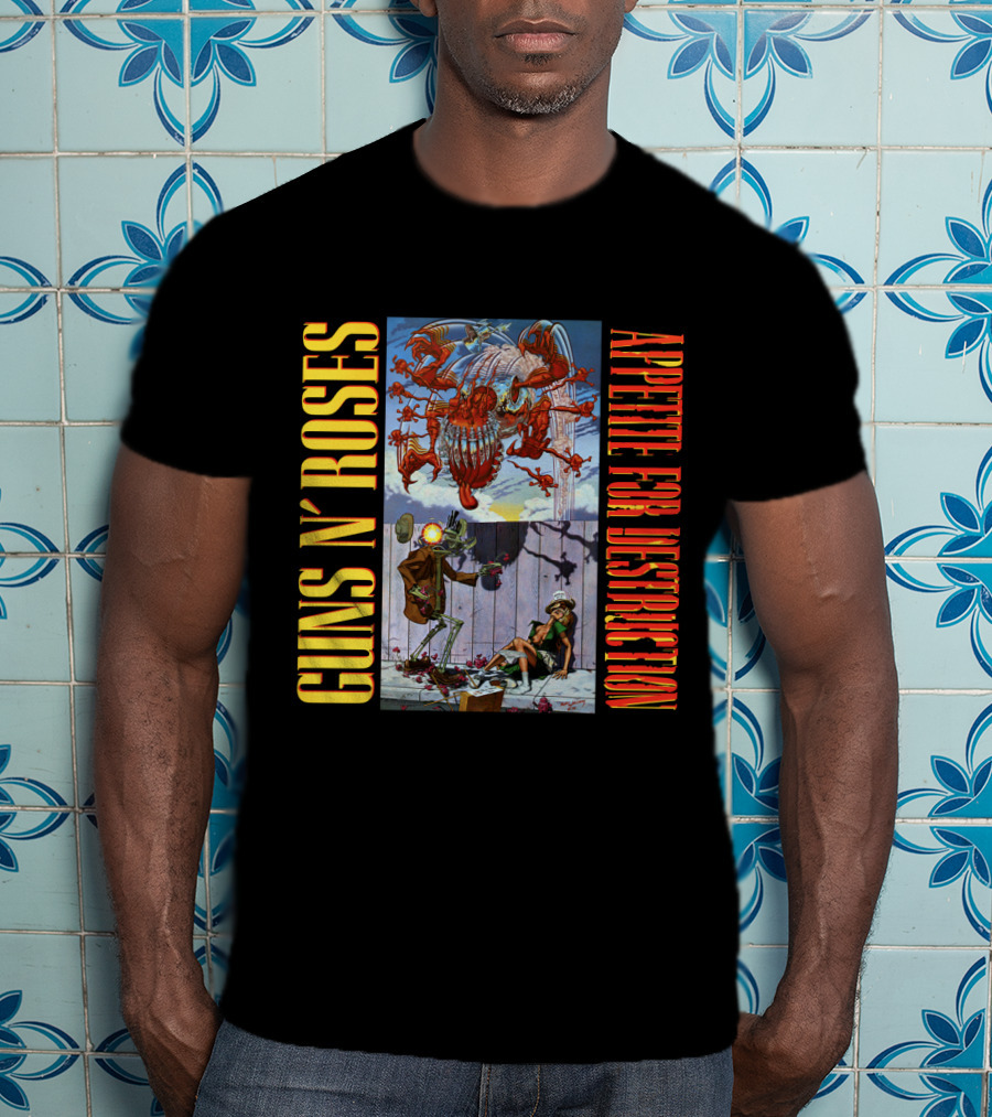 Guns N' Roses Appetite For Destruction Album Cover Art Vintage Style T-Shirt