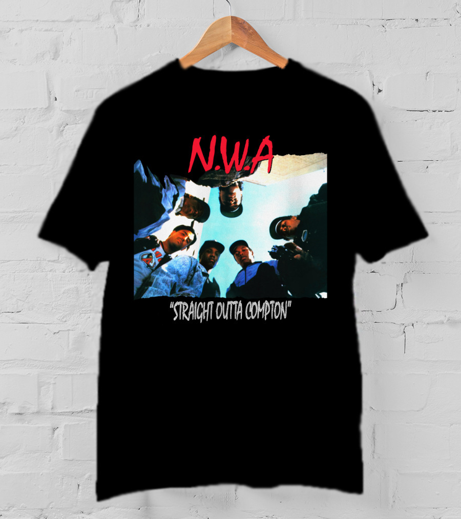 N.w.a Straight Outta Compton Black Crew Portrait 90S Style T-Shirt
