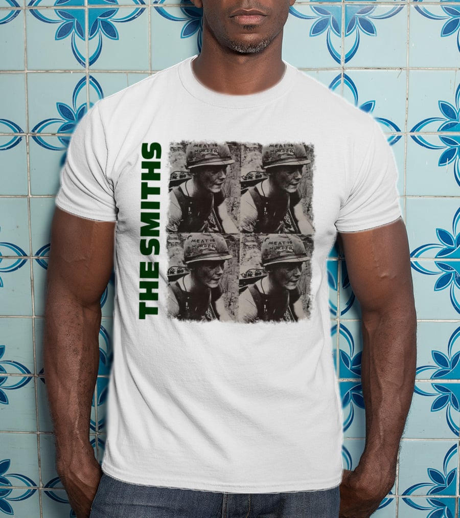 The Smiths Meat Is Murder Album Cover Four Panel Black And White Photographic T-Shirt