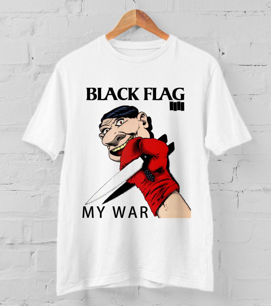 Black Flag My War Red Glove Knife Cartoon Face T-Shirt