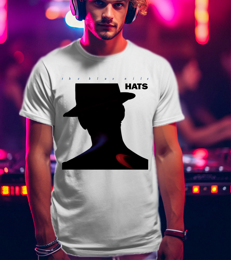 The Blue Nile Hats Silhouette With Hat In Black And Blue Accents T-Shirt