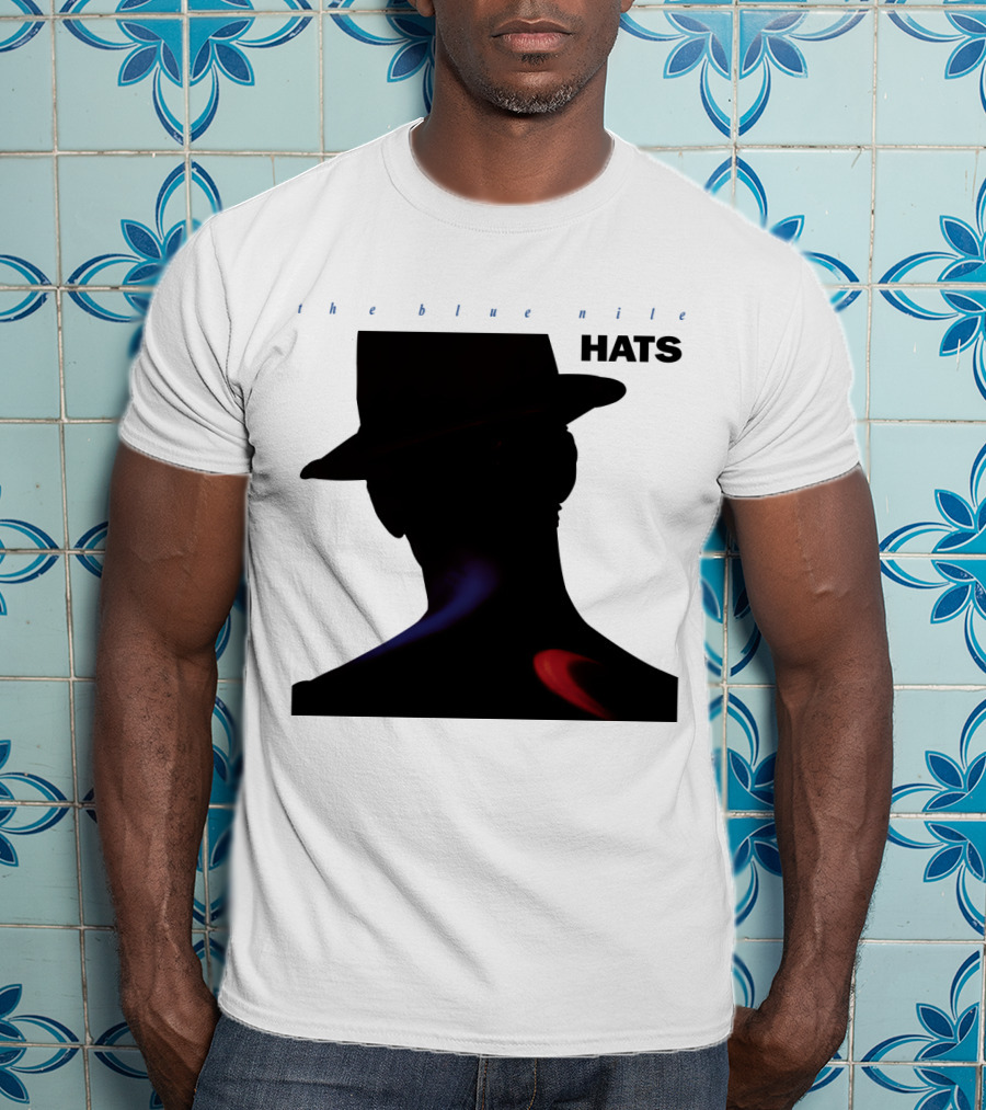 The Blue Nile Hats Silhouette With Hat In Black And Blue Accents T-Shirt