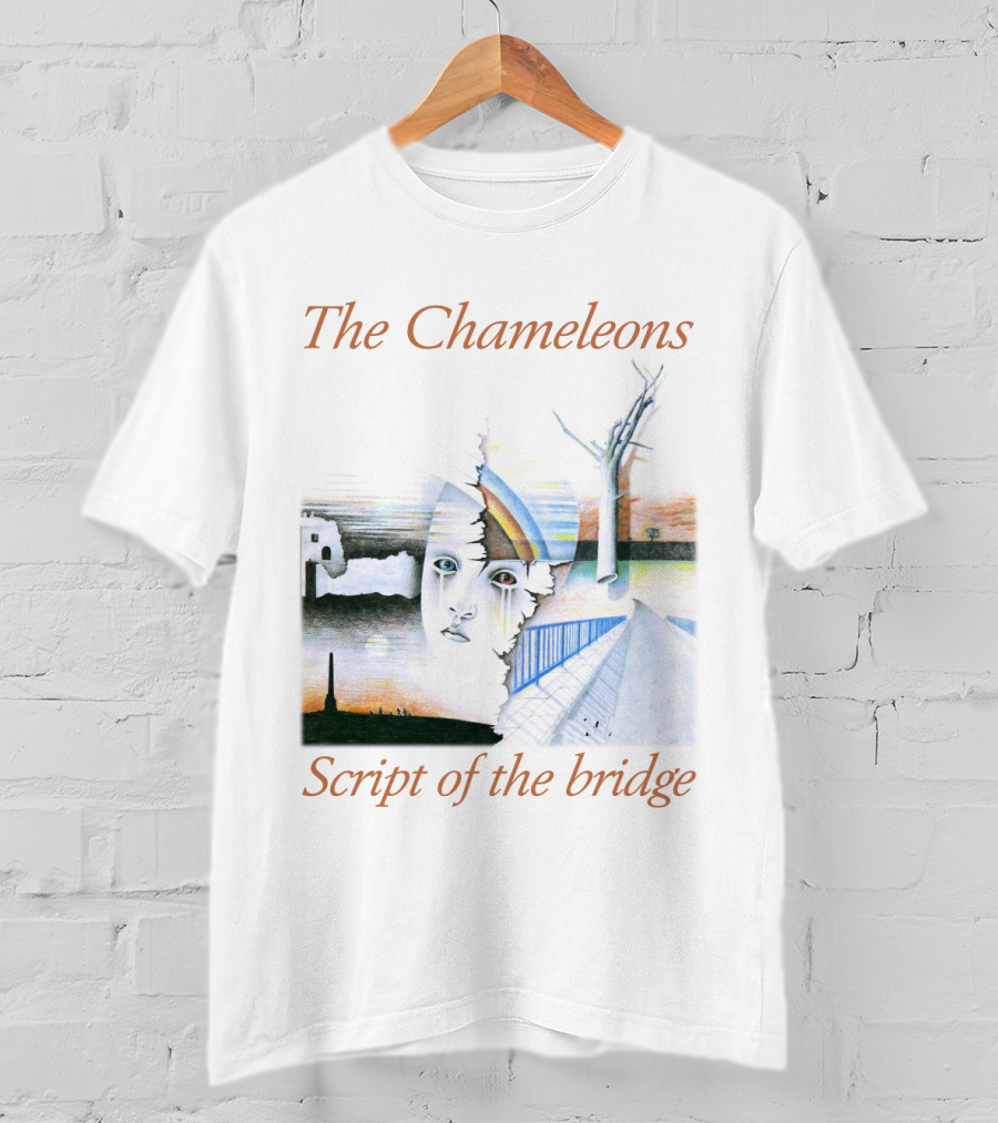 The Chameleons Script Of The Bridge Abstract Face And Landscape Art With Trees And Structures T-Shirt