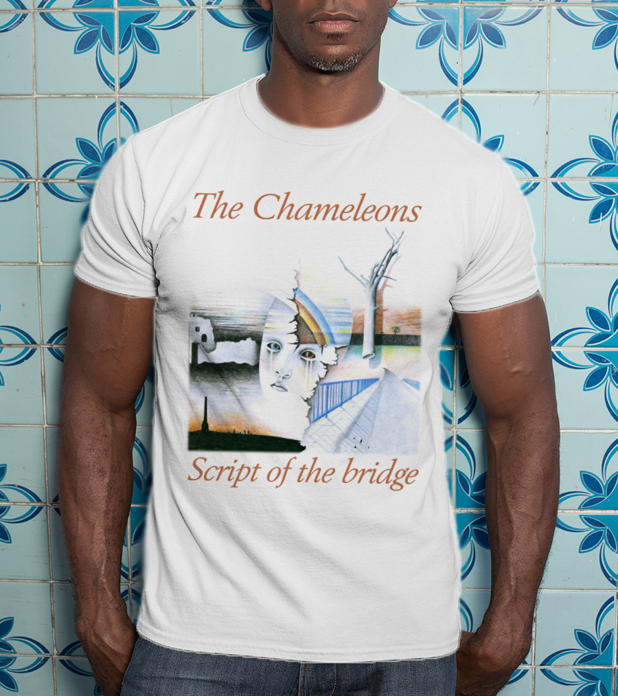 The Chameleons Script Of The Bridge Abstract Face And Landscape Art With Trees And Structures T-Shirt