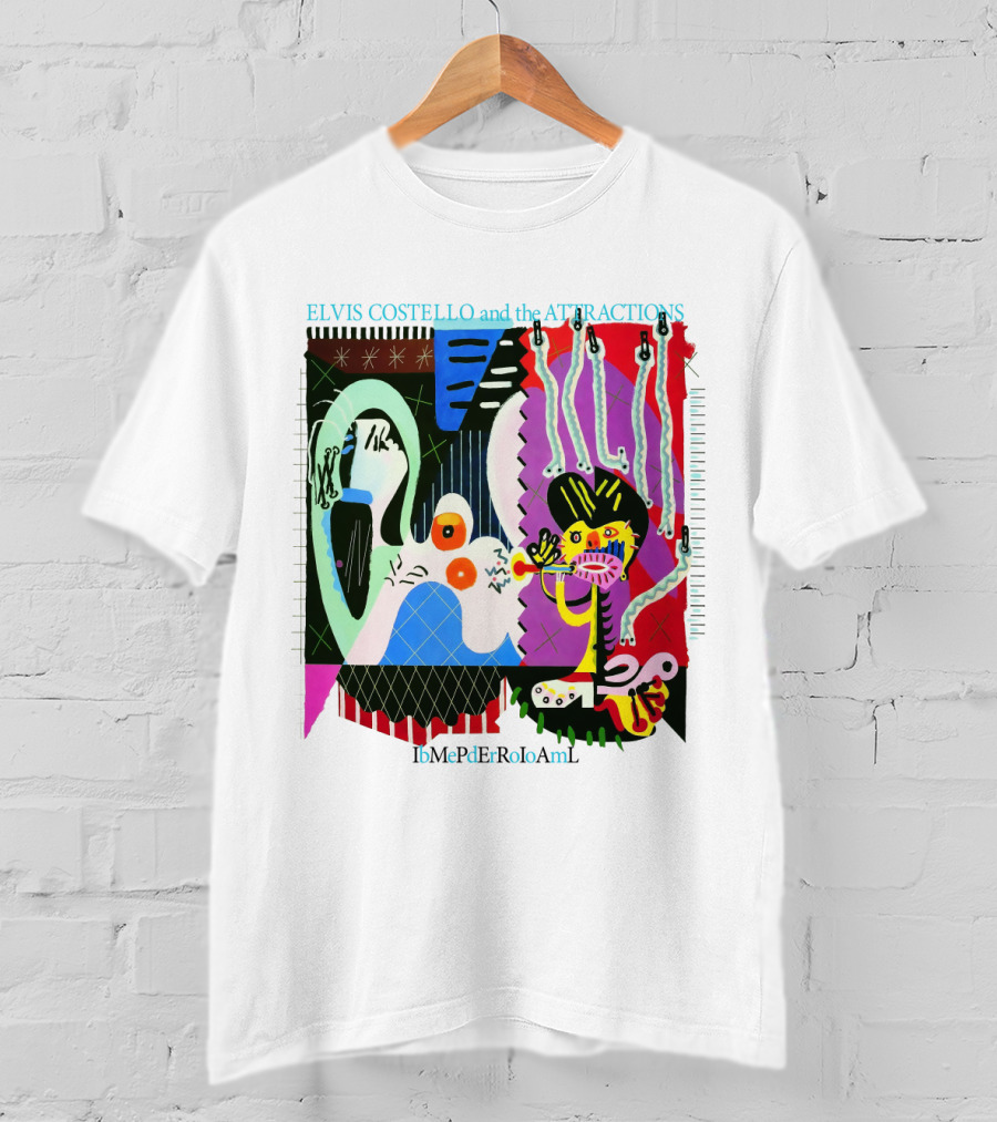 Elvis Costello And The Attractions Ibmepderroioaml Imperial Bedroom Vibrant Abstract Artwork T-Shirt