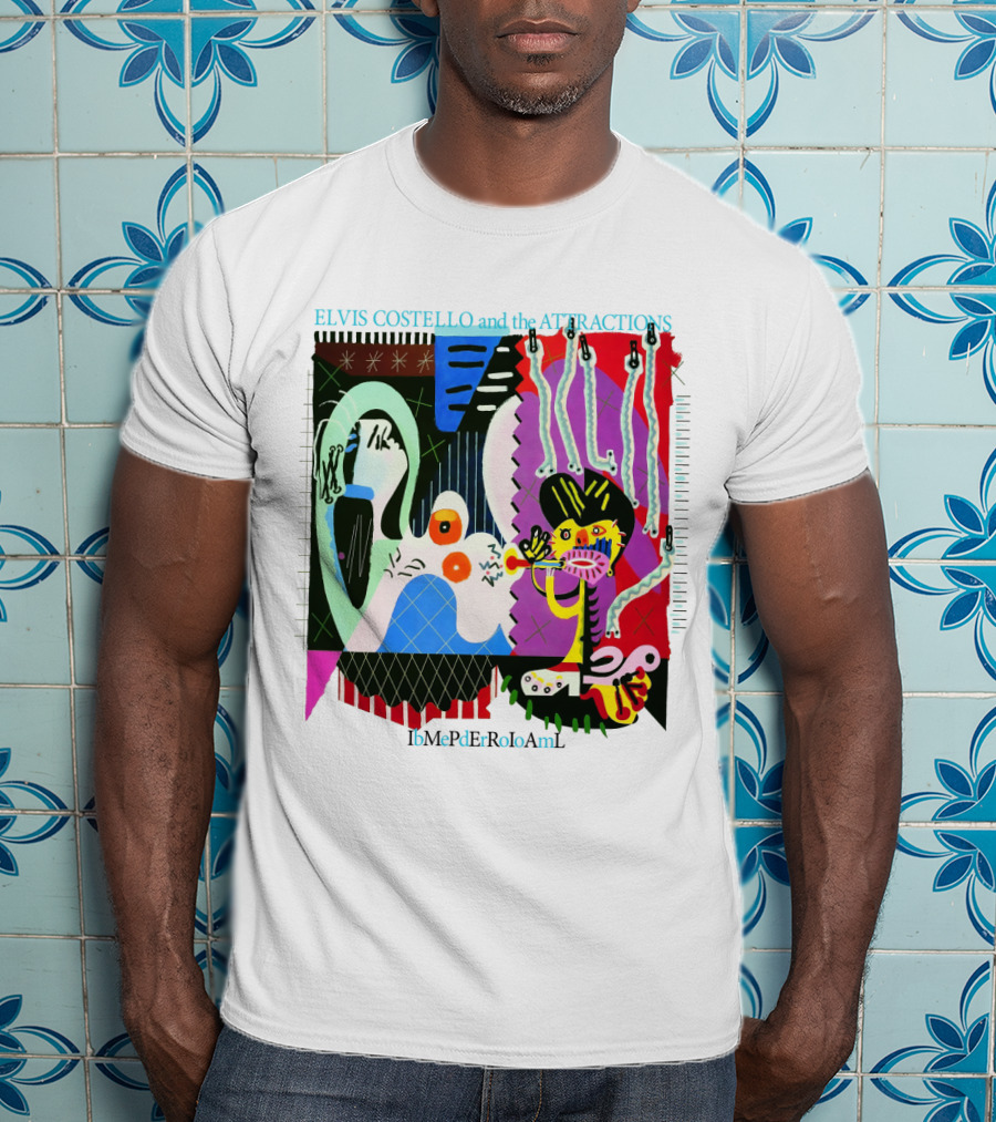 Elvis Costello And The Attractions Ibmepderroioaml Imperial Bedroom Vibrant Abstract Artwork T-Shirt