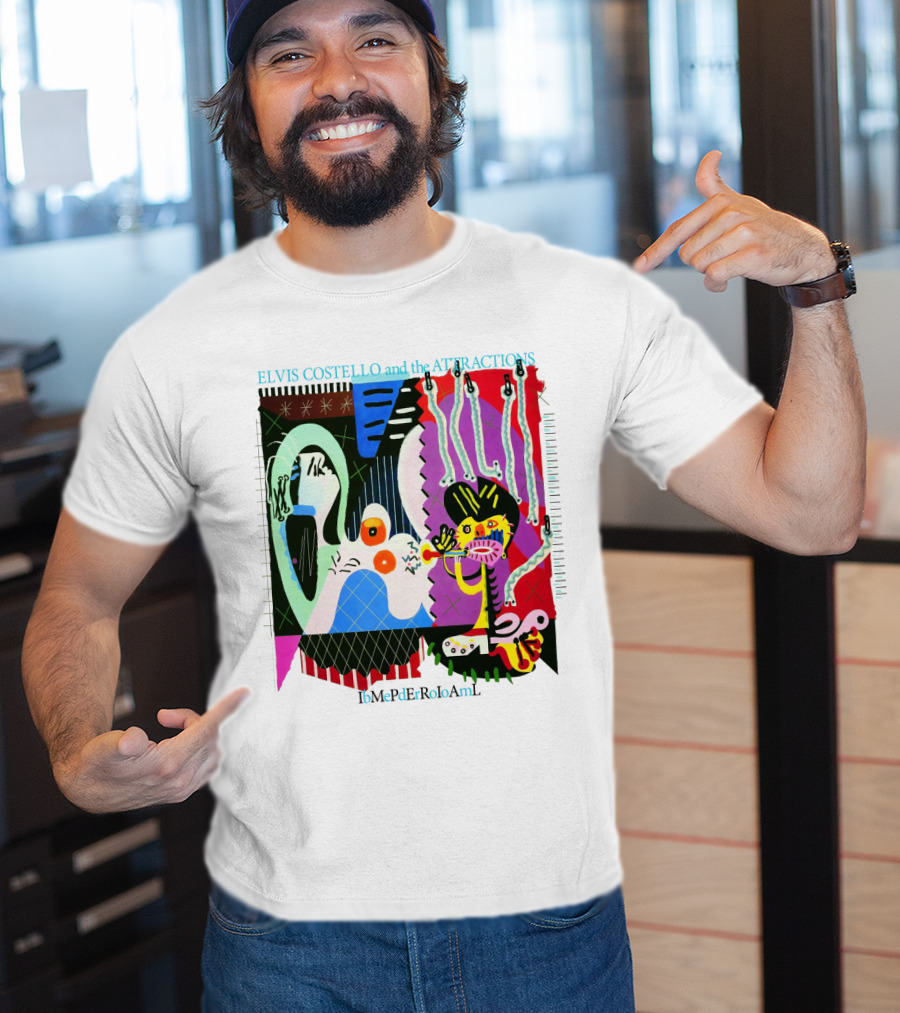 Elvis Costello And The Attractions Ibmepderroioaml Imperial Bedroom Vibrant Abstract Artwork T-Shirt
