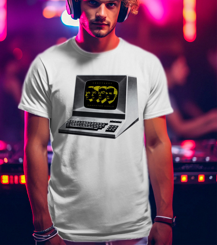 Kraftwerk Computer World Faces On Retro Monitor T-Shirt