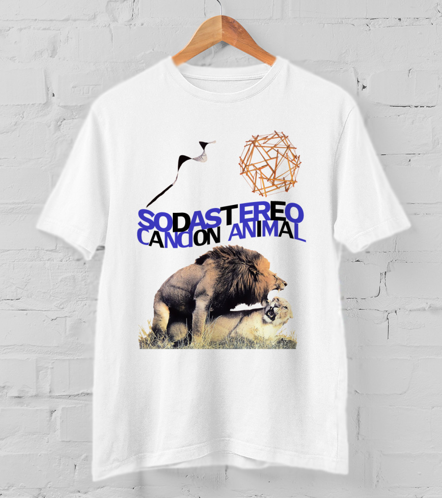 Soda Stereo Cancion Animal Lion Imagery With Geometric Sun T-Shirt