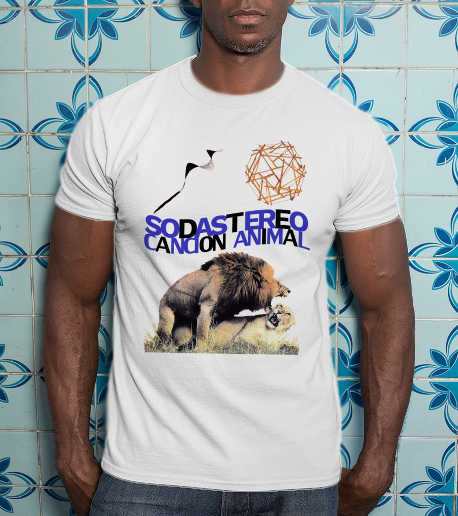 Soda Stereo Cancion Animal Lion Imagery With Geometric Sun T-Shirt