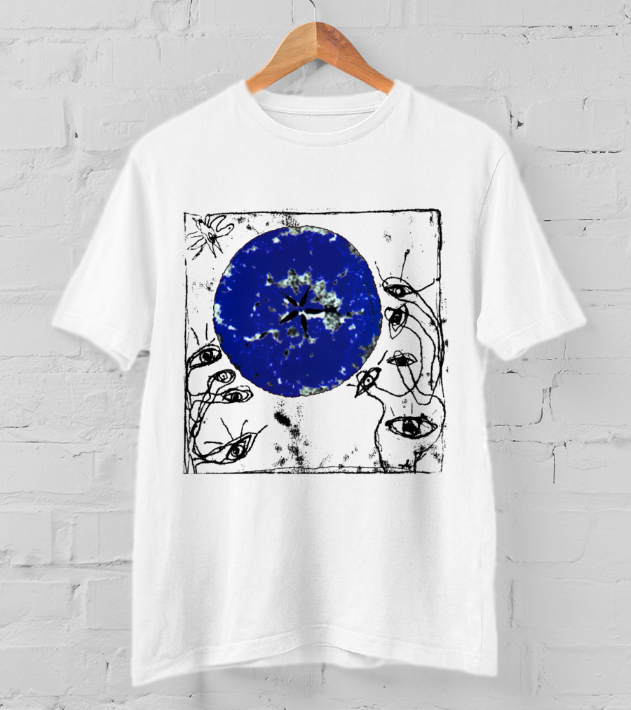 The Cure Wish Album Art Blue Circle With Abstract Eye Drawings T-Shirt