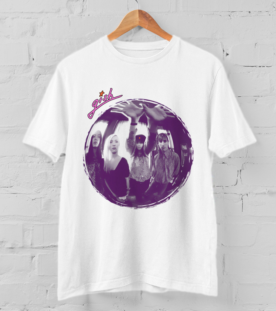 The Smashing Pumpkins Gish Album Band Photo With Purple Circle And Text T-Shirt