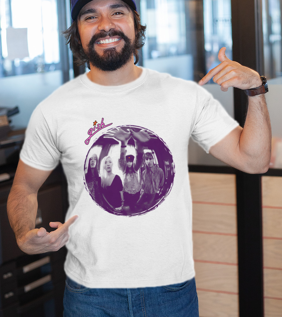 The Smashing Pumpkins Gish Album Band Photo With Purple Circle And Text T-Shirt