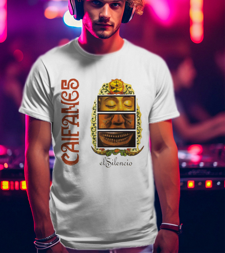 Caifanes El Silencio Aztec-Inspired Face Art In Yellow And Brown T-Shirt