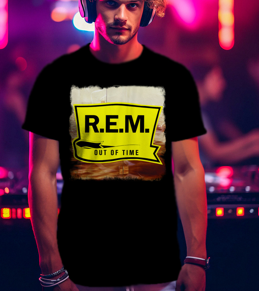 R.E.M. Out Of Time Yellow Banner T-Shirt