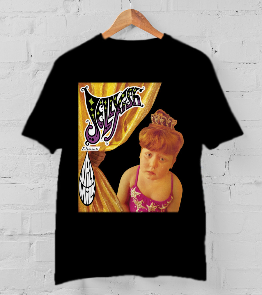 Jellyfish Presents Spilt Milk Girl With Tiara And Curtain T-Shirt