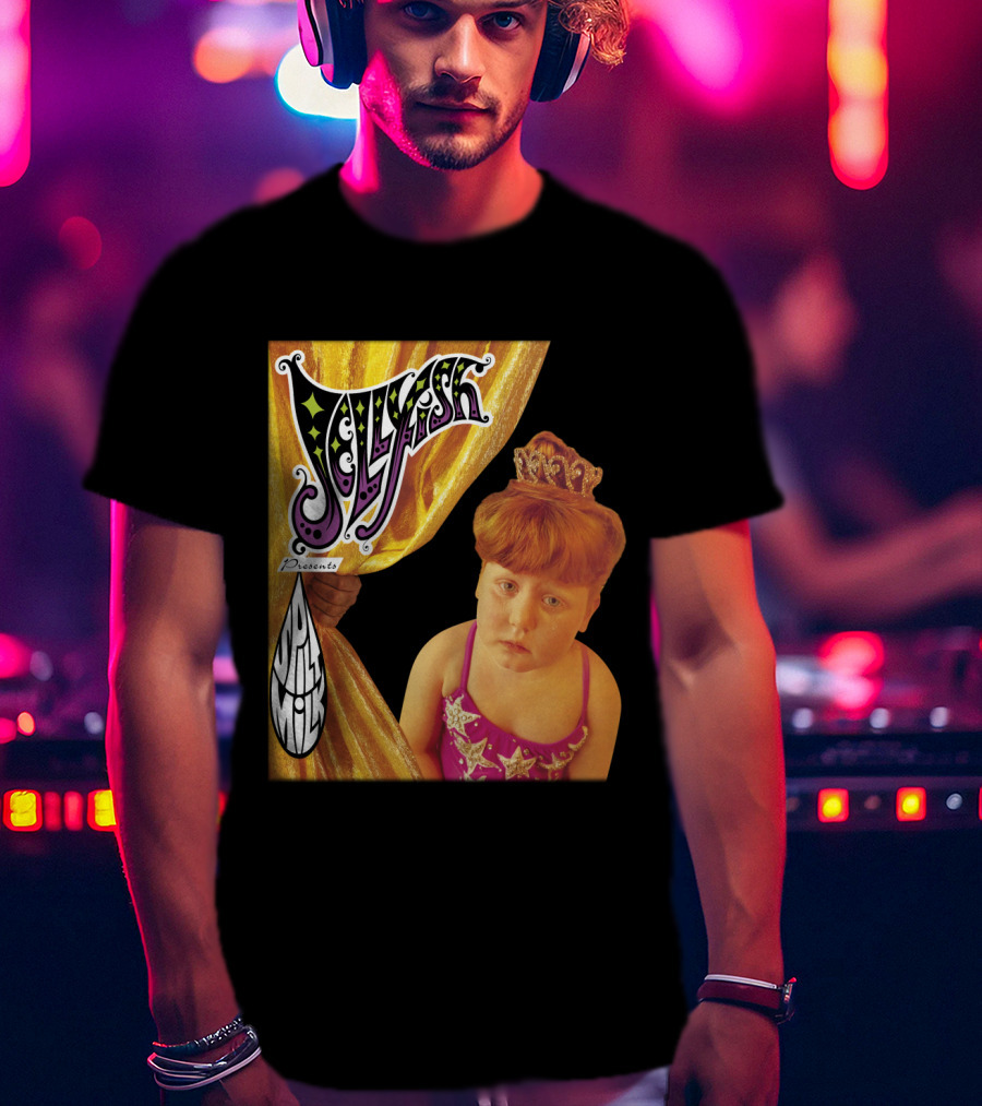 Jellyfish Presents Spilt Milk Girl With Tiara And Curtain T-Shirt