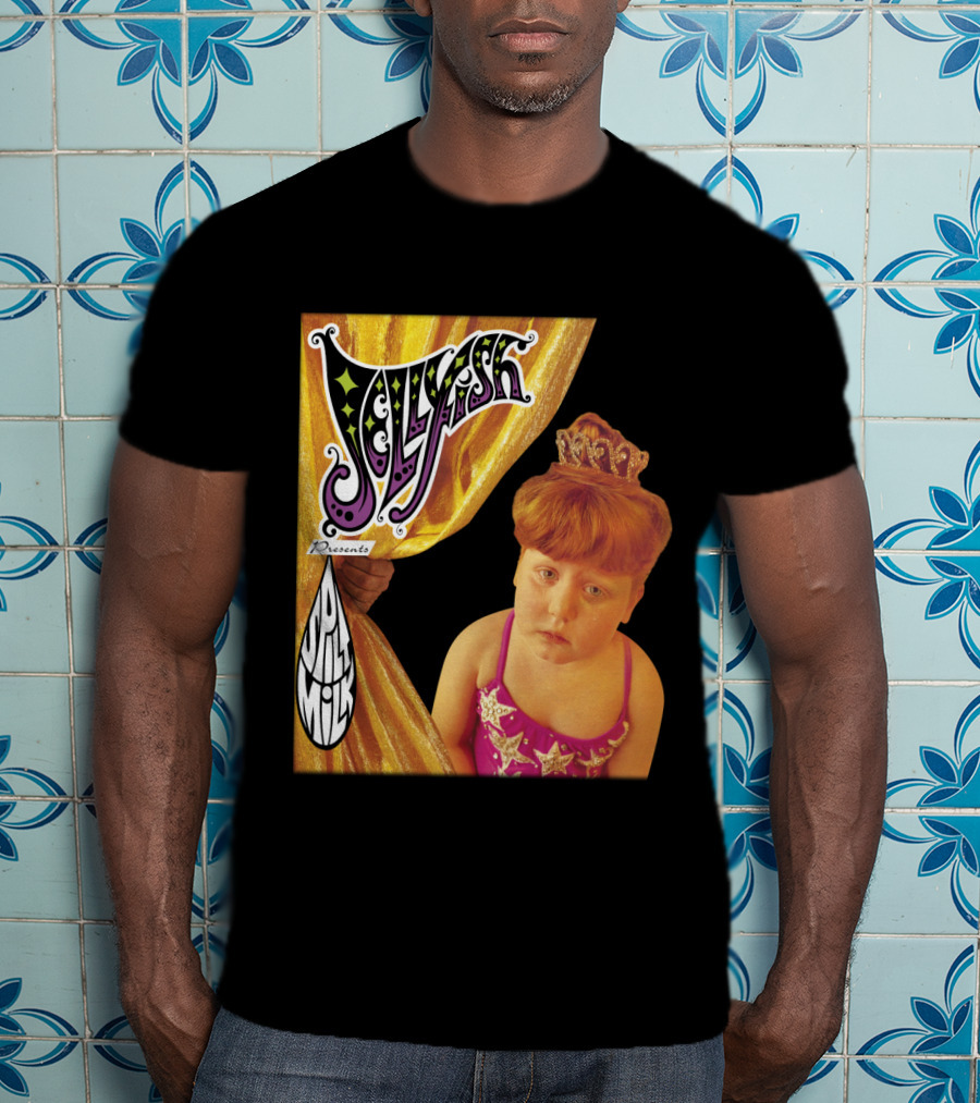 Jellyfish Presents Spilt Milk Girl With Tiara And Curtain T-Shirt