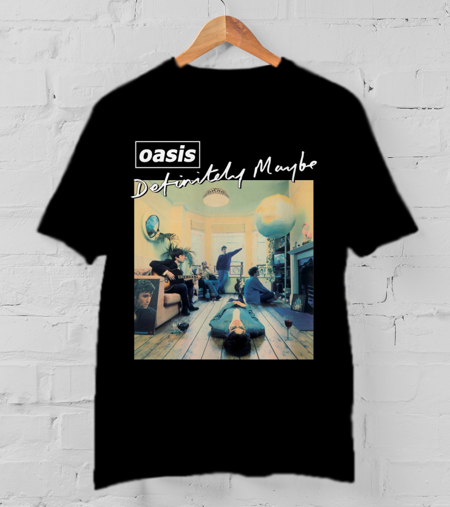 Oasis Definitely Maybe Album Cover Iconic Band Room Scene T-Shirt
