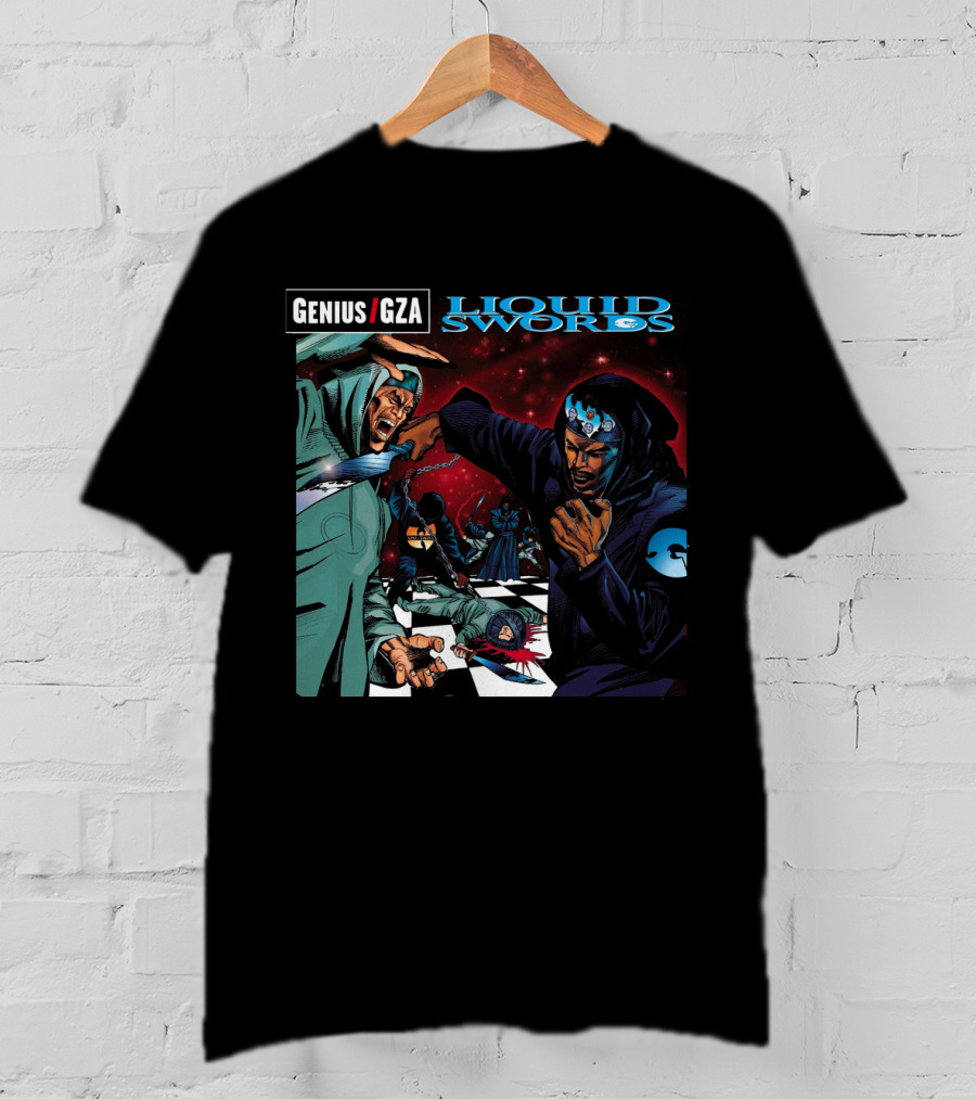 Genius Gza Liquid Swords 1995 Chess Battle Scene Warrior Confrontation T-Shirt