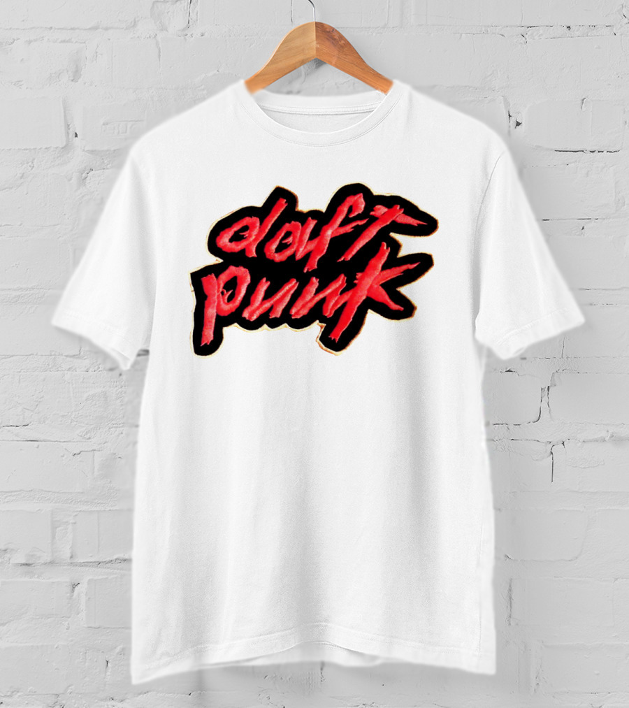 Daft Punk Logo Red Stylized Text T-Shirt