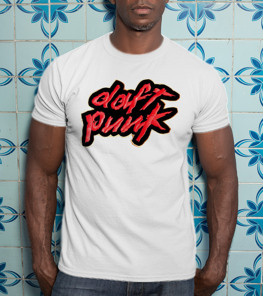 Daft Punk Logo Red Stylized Text T-Shirt