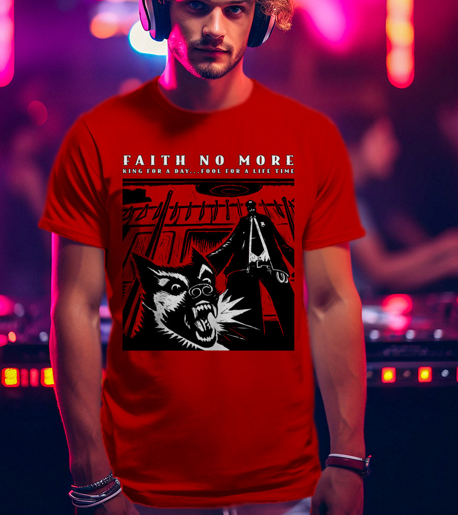 Faith No More King For A Day Fool For A Lifetime Graphic Black And White Dog Scene T-Shirt