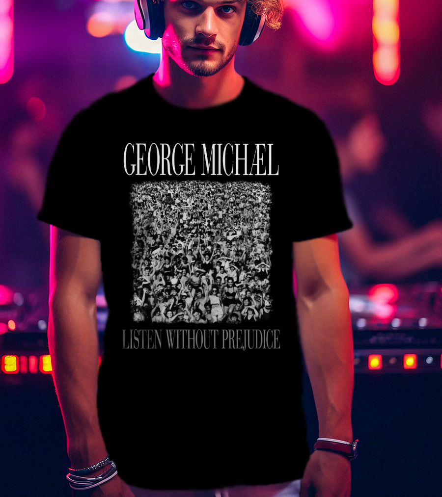 George Michael Listen Without Prejudice Crowd Collage T-Shirt