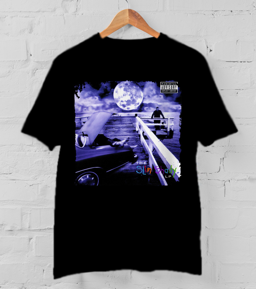 Eminem The Slim Shady LP Explicit Content Dark Purple Pier Moon T-Shirt