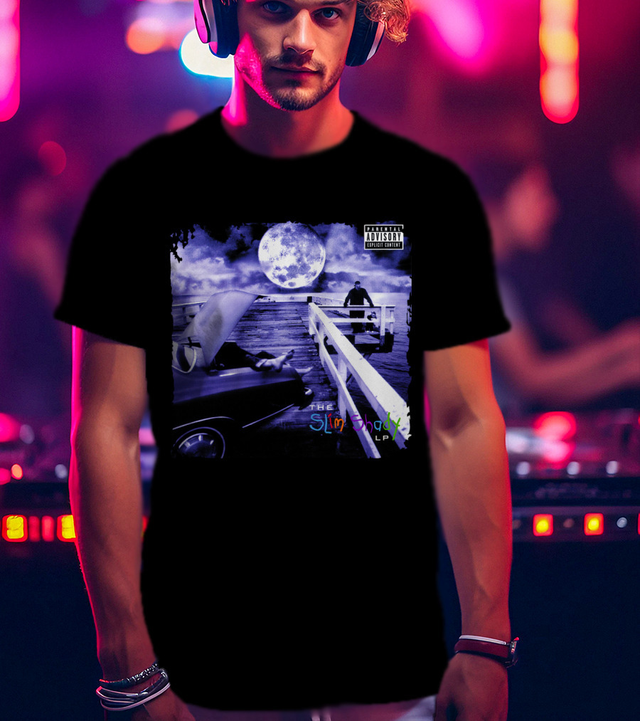 Eminem The Slim Shady LP Explicit Content Dark Purple Pier Moon T-Shirt