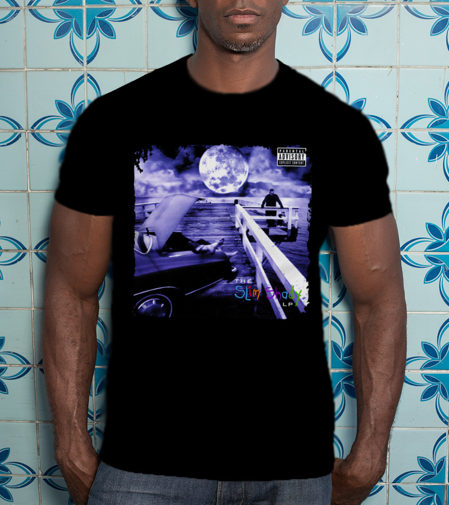 Eminem The Slim Shady LP Explicit Content Dark Purple Pier Moon T-Shirt
