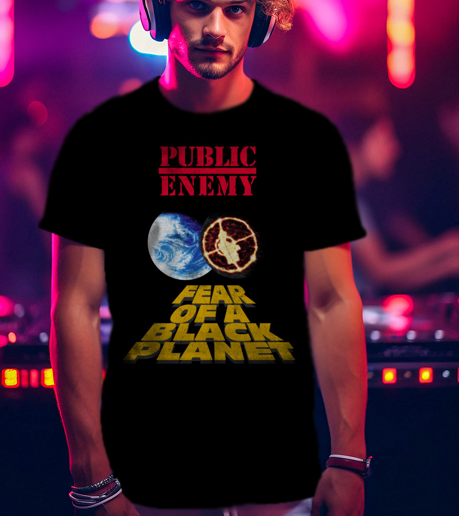 Public Enemy Fear Of A Black Planet Album Cover With Earth And Crosshair Symbol T-Shirt