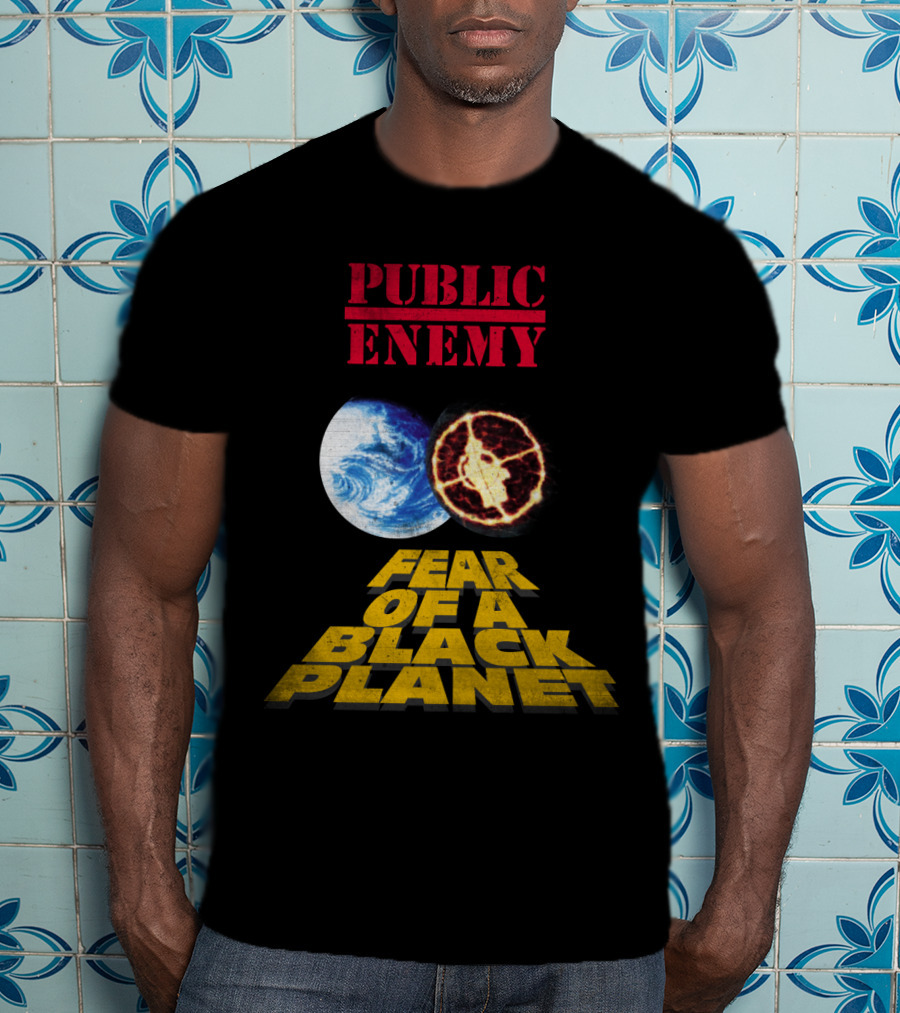 Public Enemy Fear Of A Black Planet Album Cover With Earth And Crosshair Symbol T-Shirt
