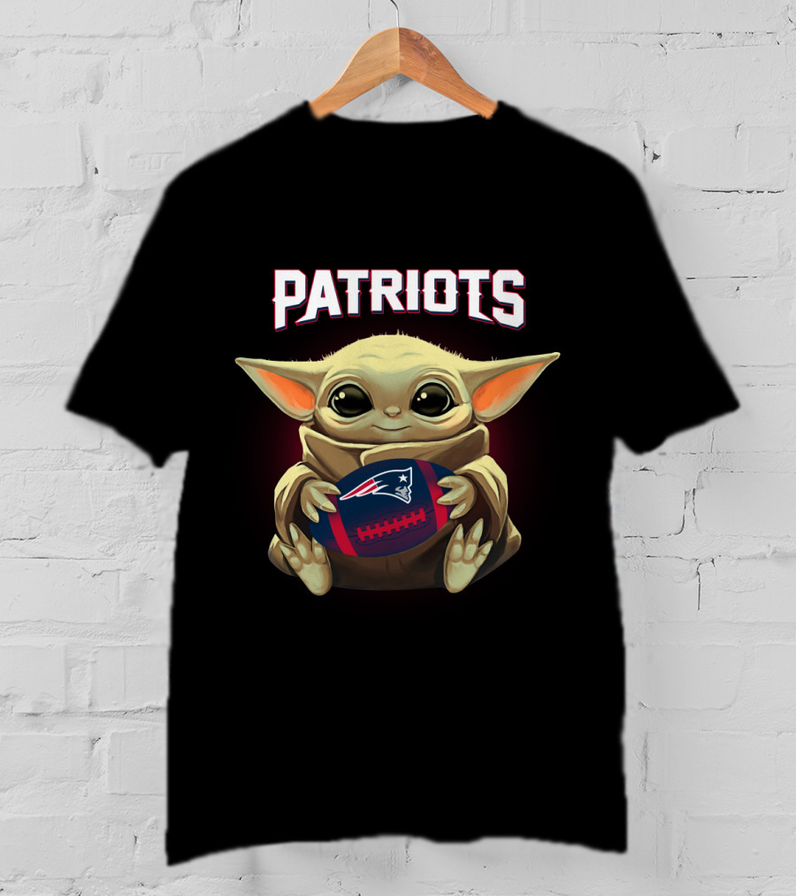 Patriots Baby Yoda Holding New England Football T-Shirt