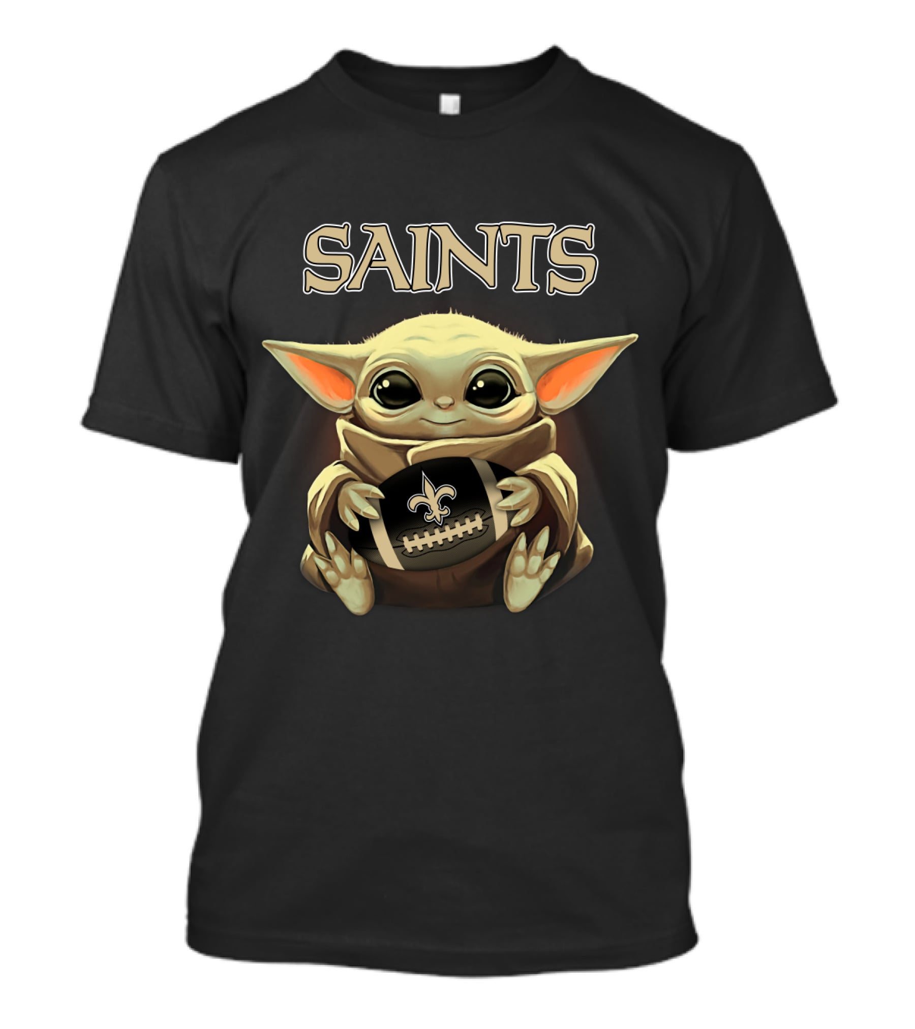 Saints Baby Yoda Holding New Orleans Football T-Shirt