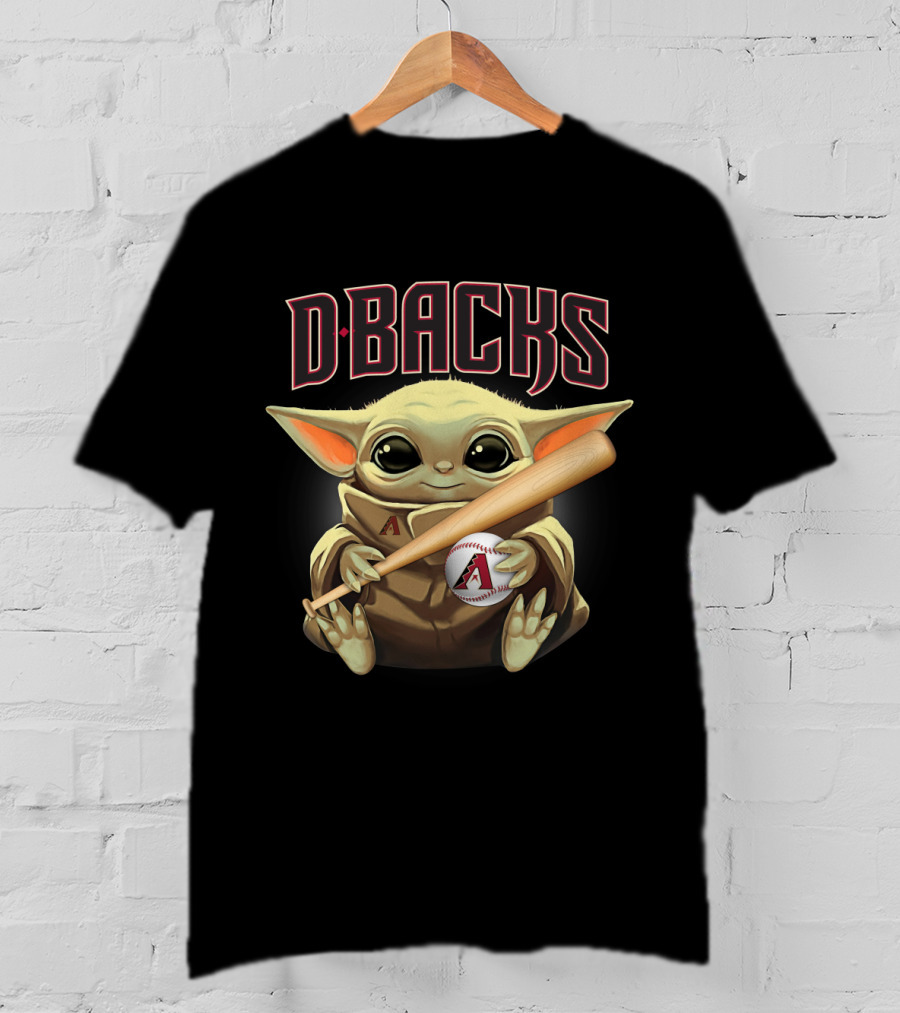 D-Backs Baby Yoda Holding Baseball Bat And Ball T-Shirt