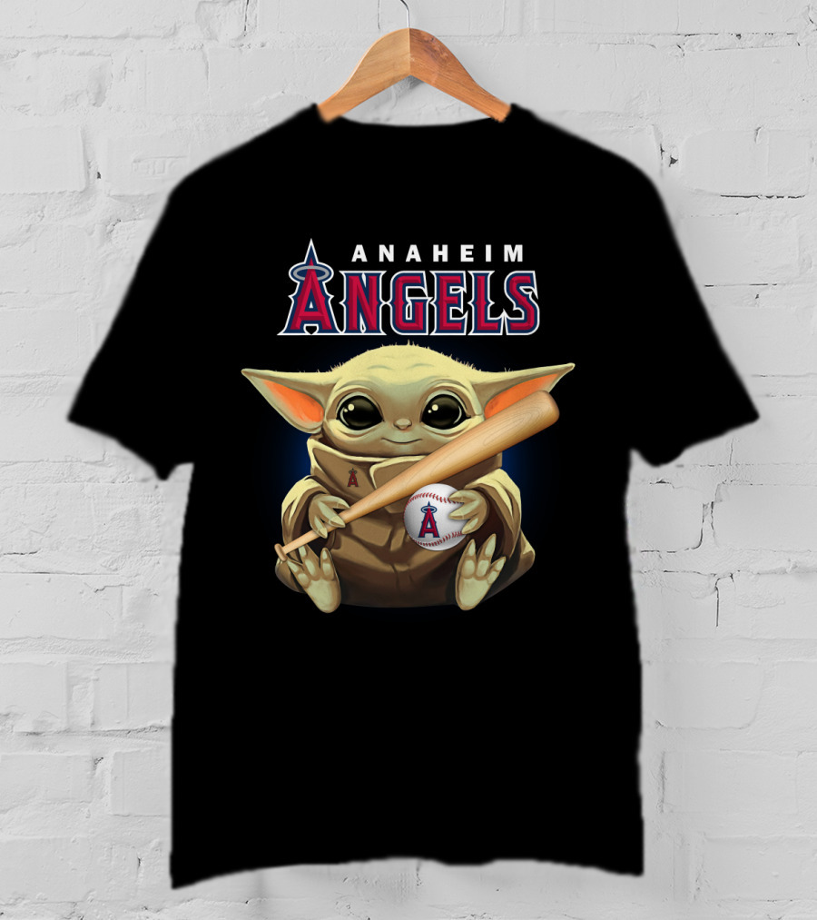 Anaheim Angels Baby Yoda Baseball Bat And Ball T-Shirt