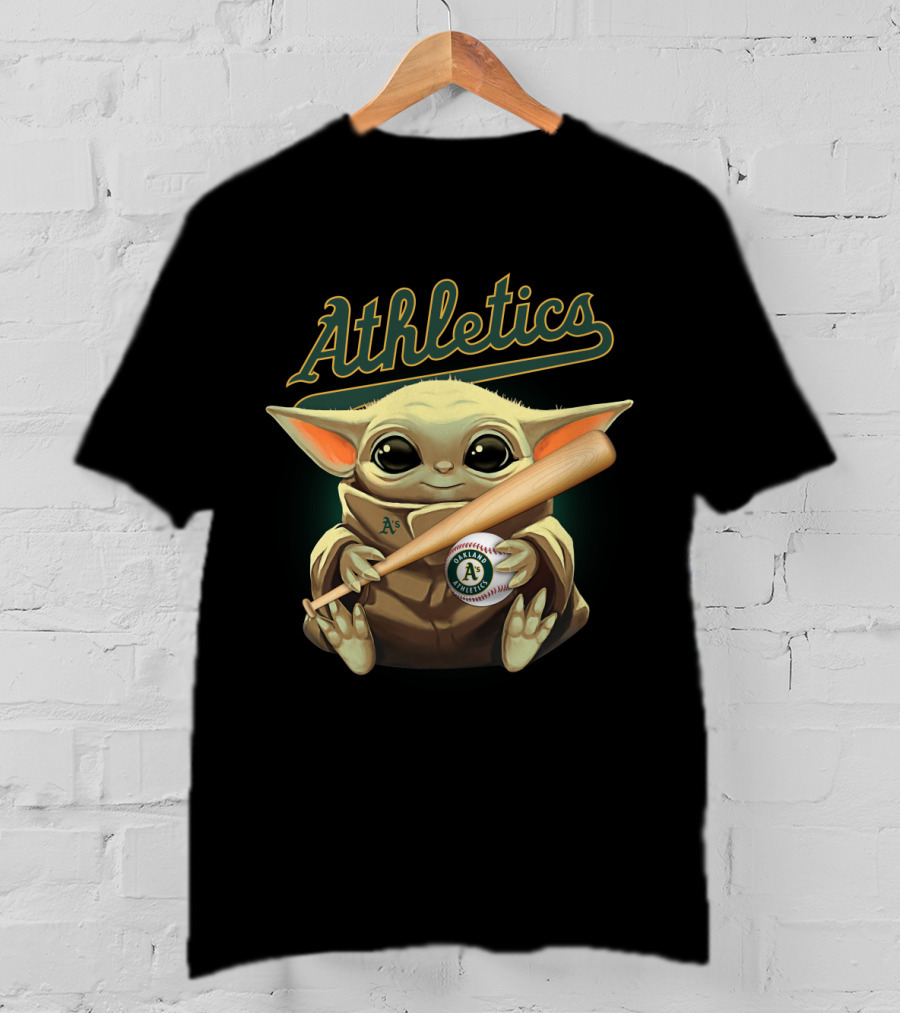 Athletics A's Baseball Baby Yoda Holding Bat And Ball T-Shirt