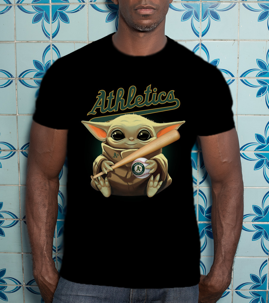 Athletics A's Baseball Baby Yoda Holding Bat And Ball T-Shirt